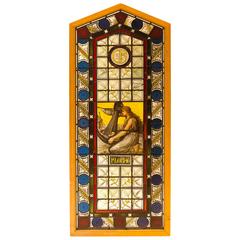 Aesthetic Movement Leaded, Stained and Painted Glass Window Panel 3