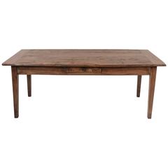 Antique French Hand Pegged Solid Oak Farm Table or Dining Table from Le Perche