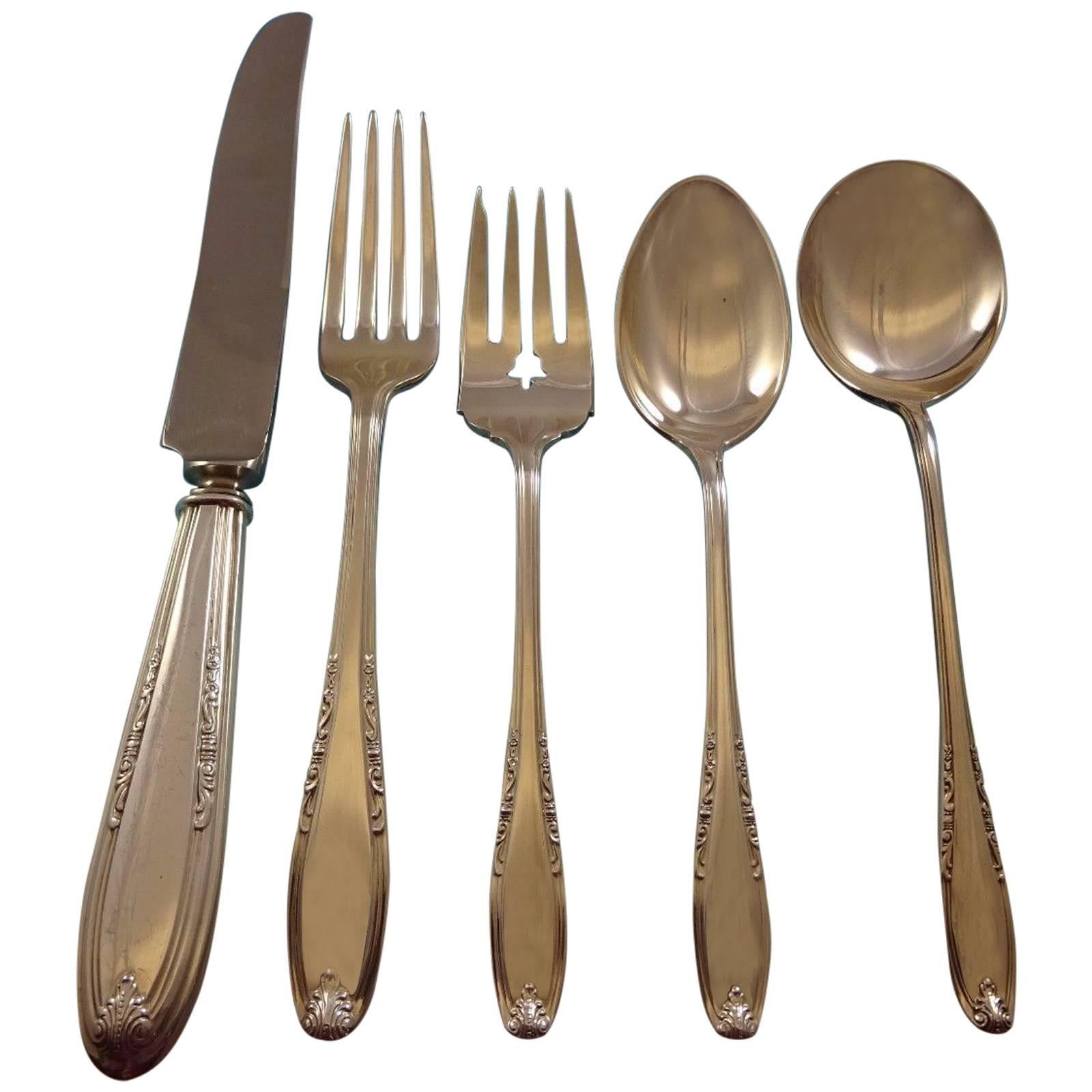 Leonore by Manchester Sterling Silver Flatware Set for Eight Service 40 Pieces For Sale