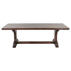 Large Early 20th Century French Oak Monastery Farm Trestle Table