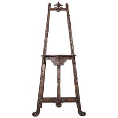Antique 19th Century French Hand-Carved Walnut Artist's Floor Easel or Display Stand
