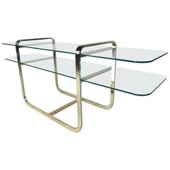 Milo Baughman Style Brass and Glass Shelf