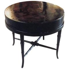 Antique Round Chinese Box on Stand Drinks Table