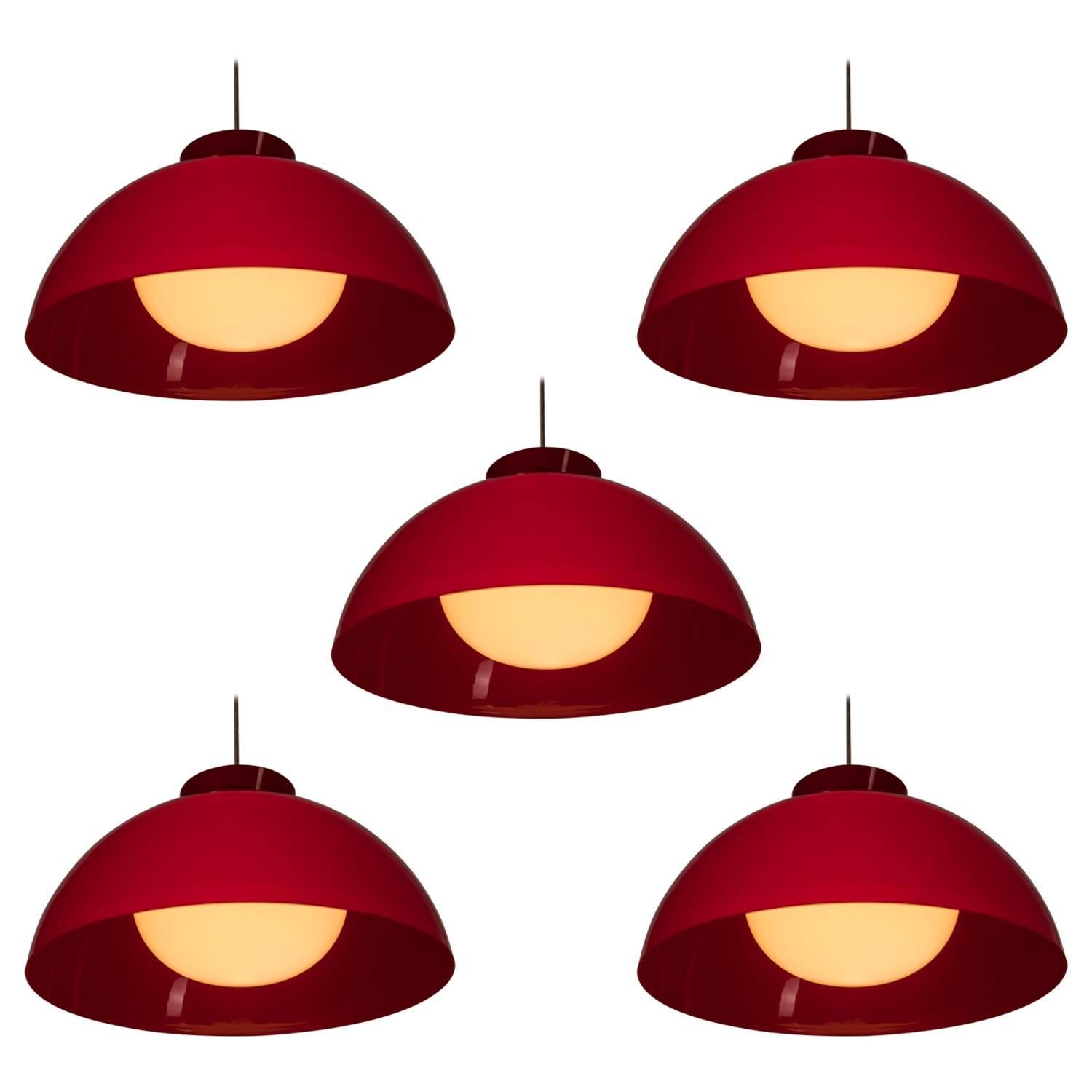 Set of Five "KD 6" Pendant Lamps by Castiglioni for Kartell