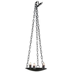 Hand-Forged American Iron Custom Pendant with Three Sockets 2