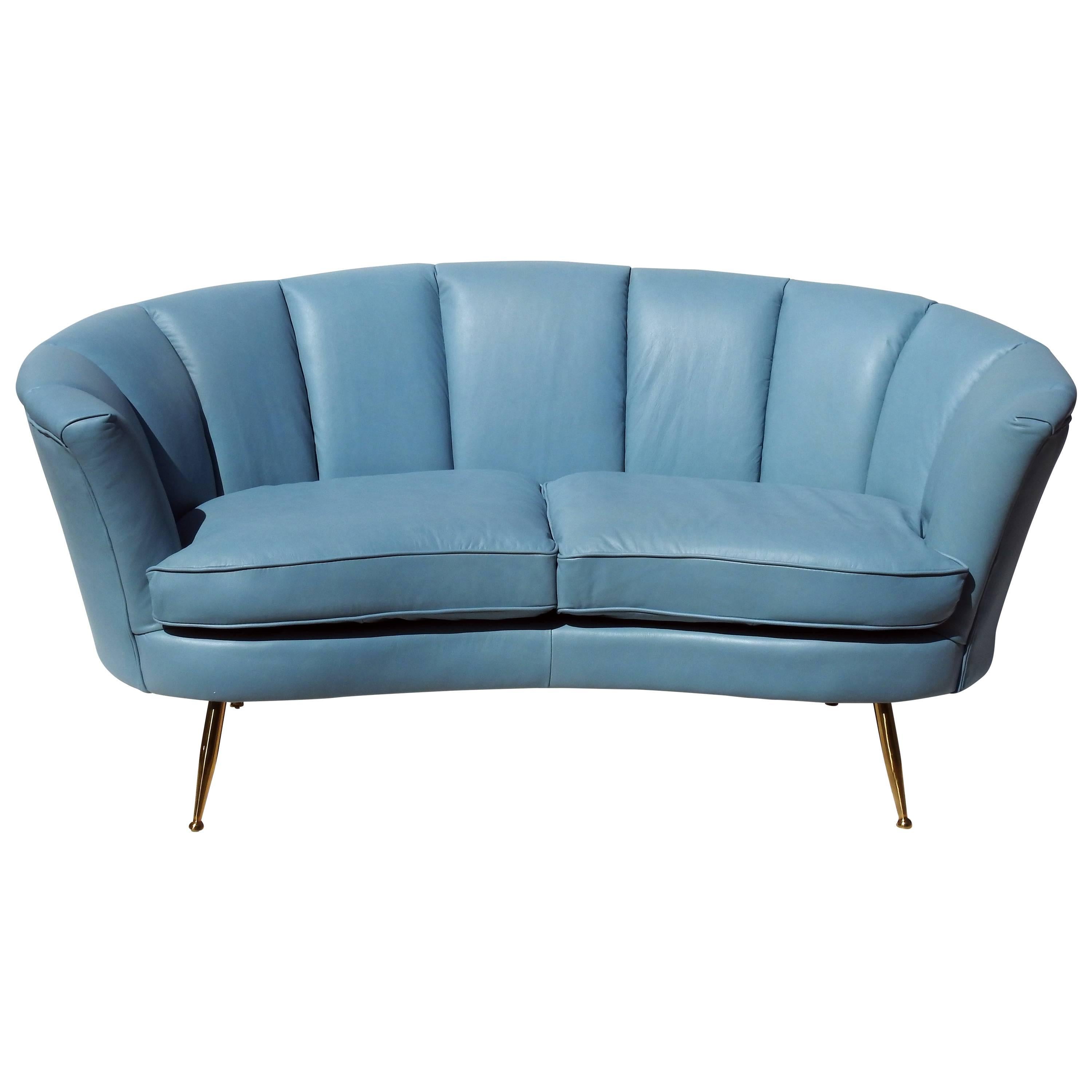 Italian Leather Modern Design Loveseat For Sale at 1stDibs