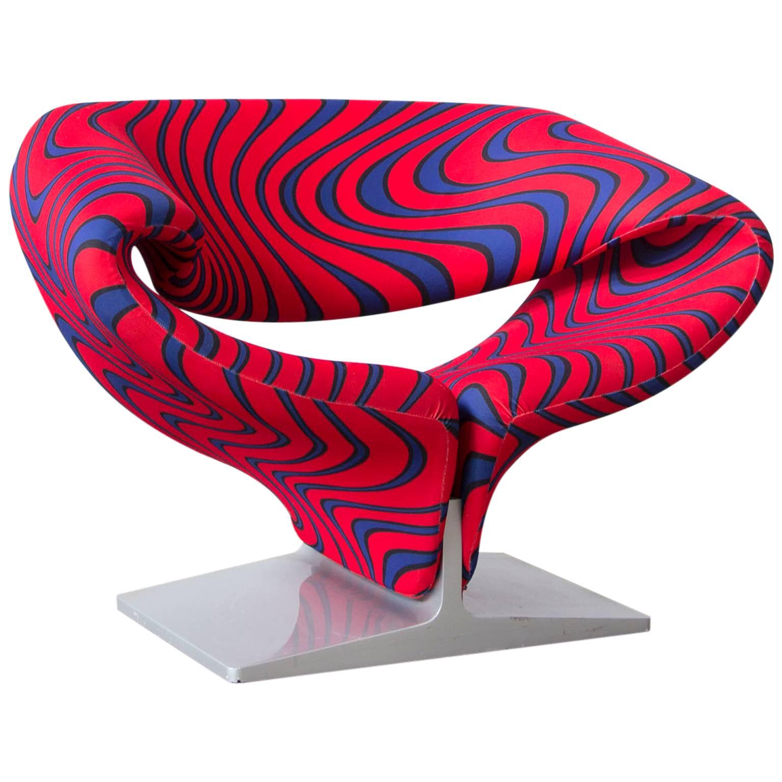 Ribbon Chair in Original Artifort Psychodillic Color Fabric, Pierre Paulin, 1966