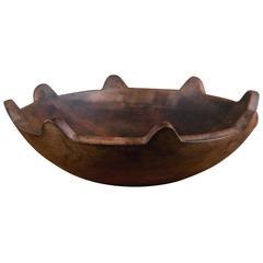 Antique American Hand-Carved Rustic Wood Treenware Bowl, circa 1940s