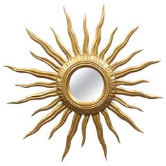 French Giltwood Sunburst Mirror from the Mid-20th Century