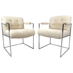 Pair of Thin Line Mid-Century Armchairs by Milo Baughman