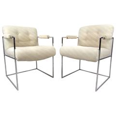 Pair of Thin Line Armchairs by Milo Baughman 11