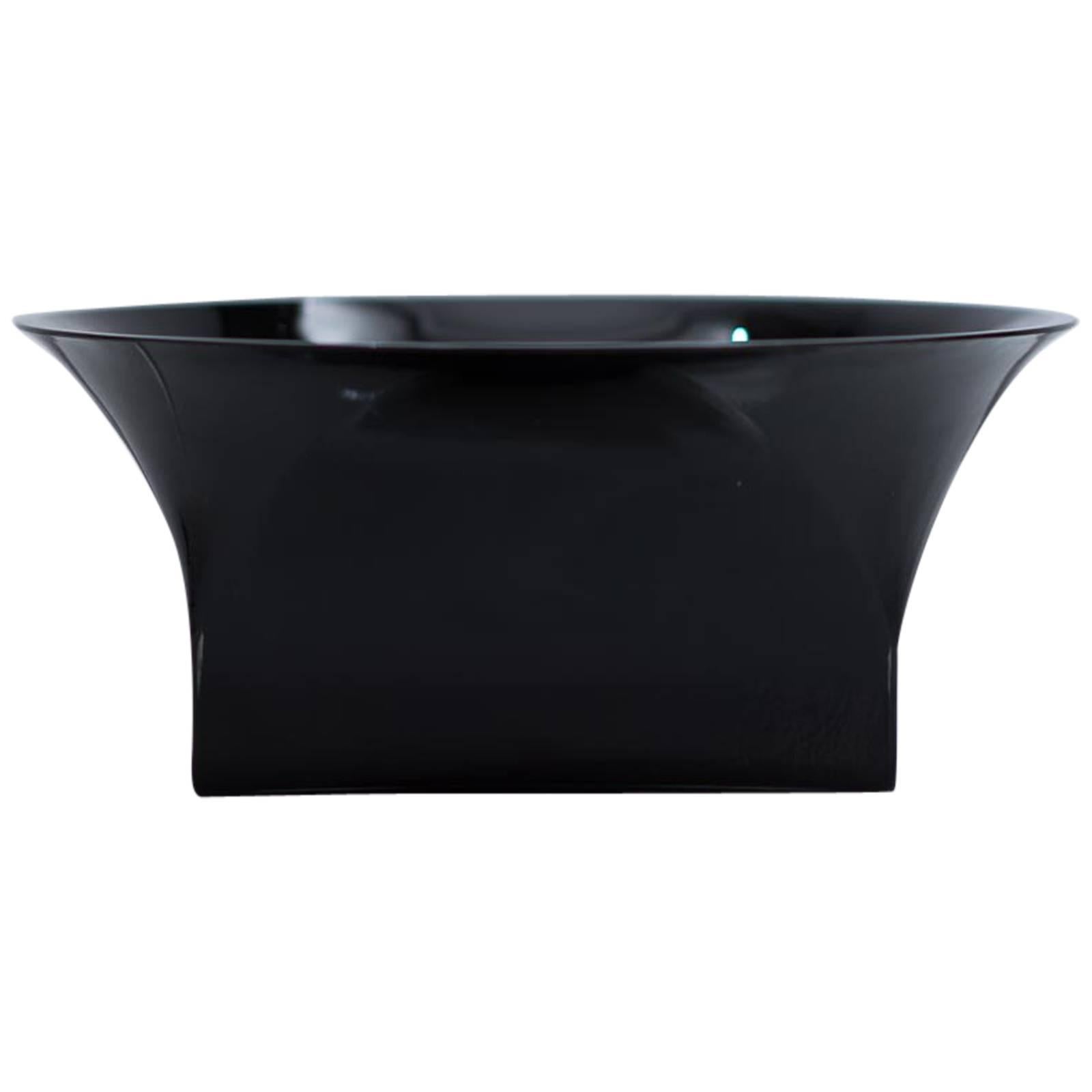 Large Black Glass Bowl by Sergio Asti for Venini, 1972