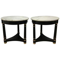Pair of Empire Style Side Tables with Marble Tops