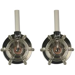Pair Nautical Ships Wheel Sconces