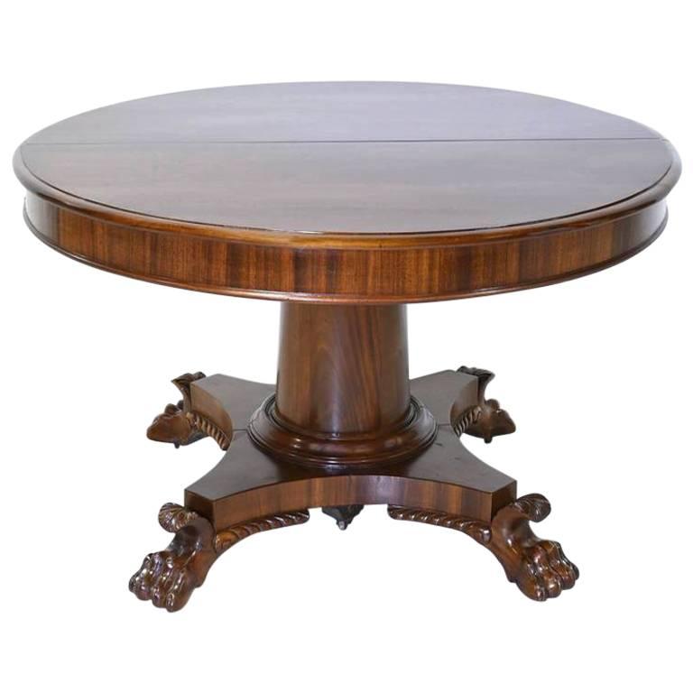 54" Round Center-Pedestal Dining Table with Four Extension Leaves, c. 1830