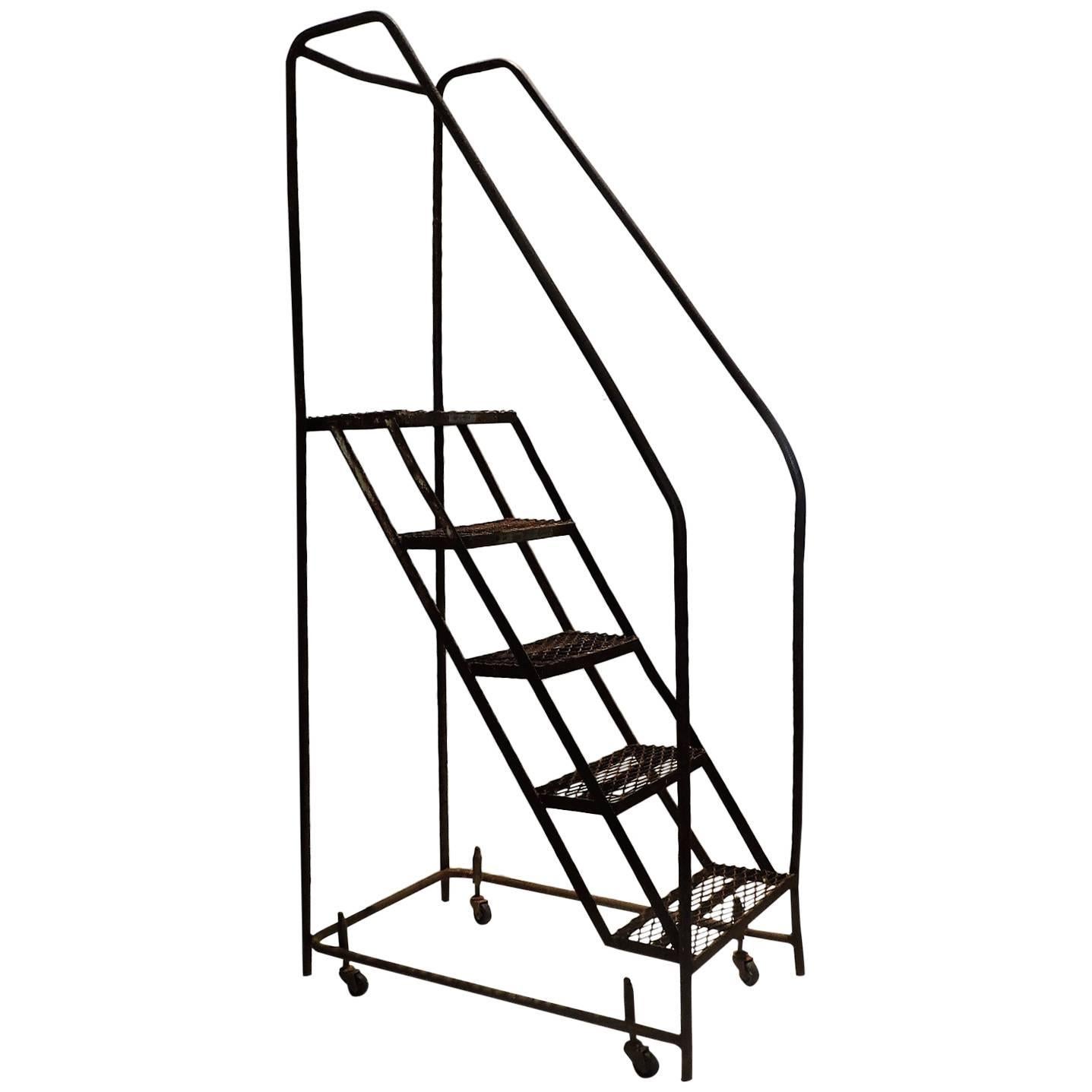American Industrial Steel Rolling Stair Ladder