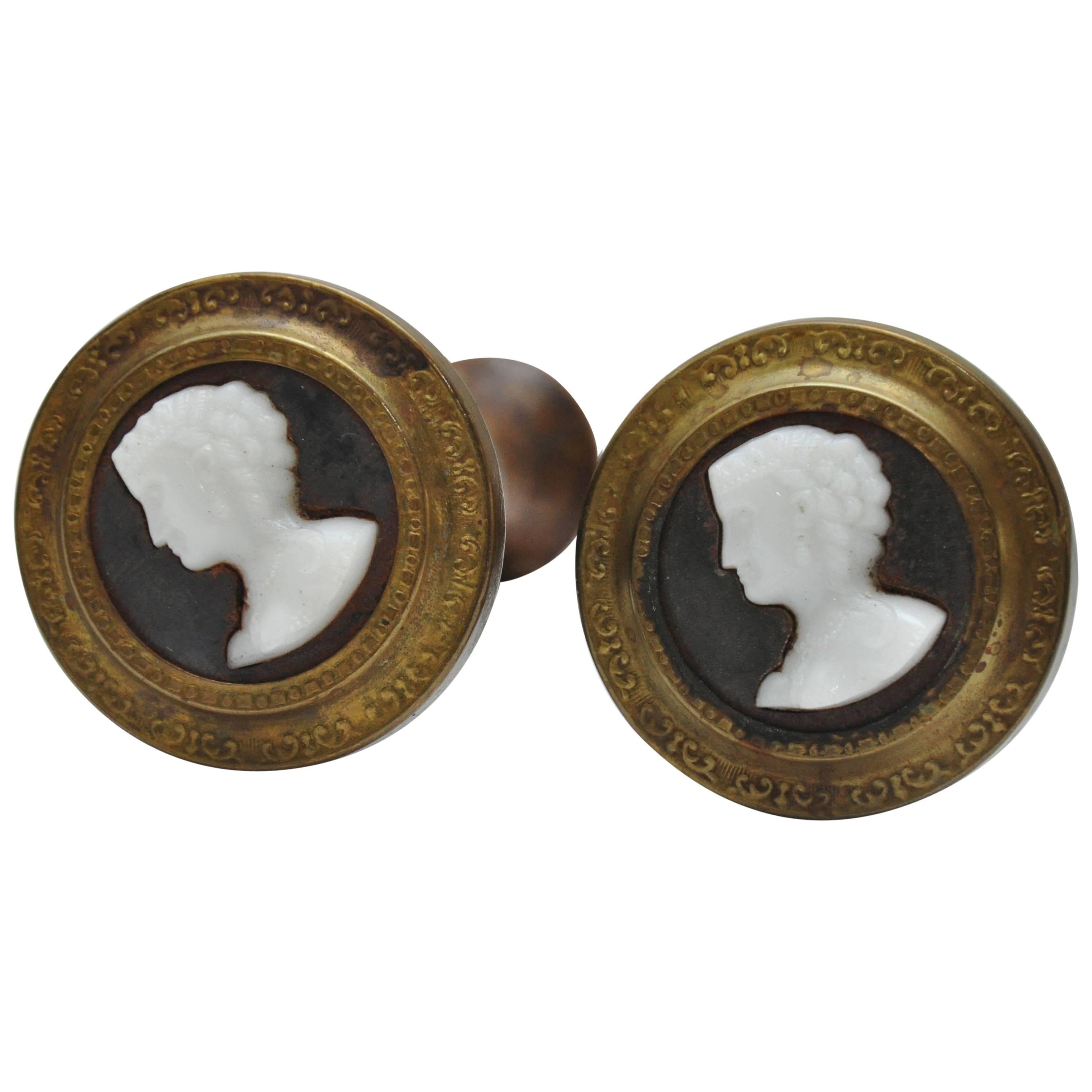 Pair of Cameo Style Drapery Tieback For Sale
