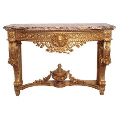 19th Century Finely Carved Louis XVI Marble-Top Console 10