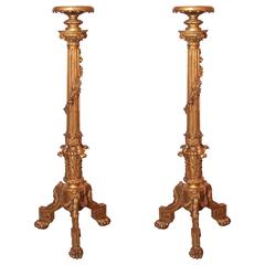 Fine Pair of Gilt Carved English Pedestals