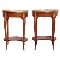 Pair of French Louis XVI Kingwood Parquetry Side Tables, Early 19th Century