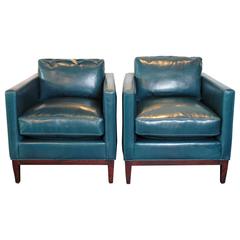 Parisian Blue Leather Lounge Chair