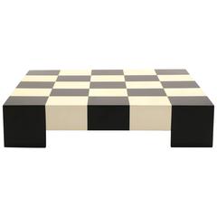Large Square Black and White Checkerboard Coffee Table by Milo Baughman