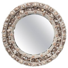 Round Mirror Decorated with Shells