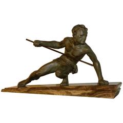 Man with Spear Sculpture Art Deco by Buchet