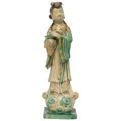 Chinese Clay and Glazed Figure of Woman