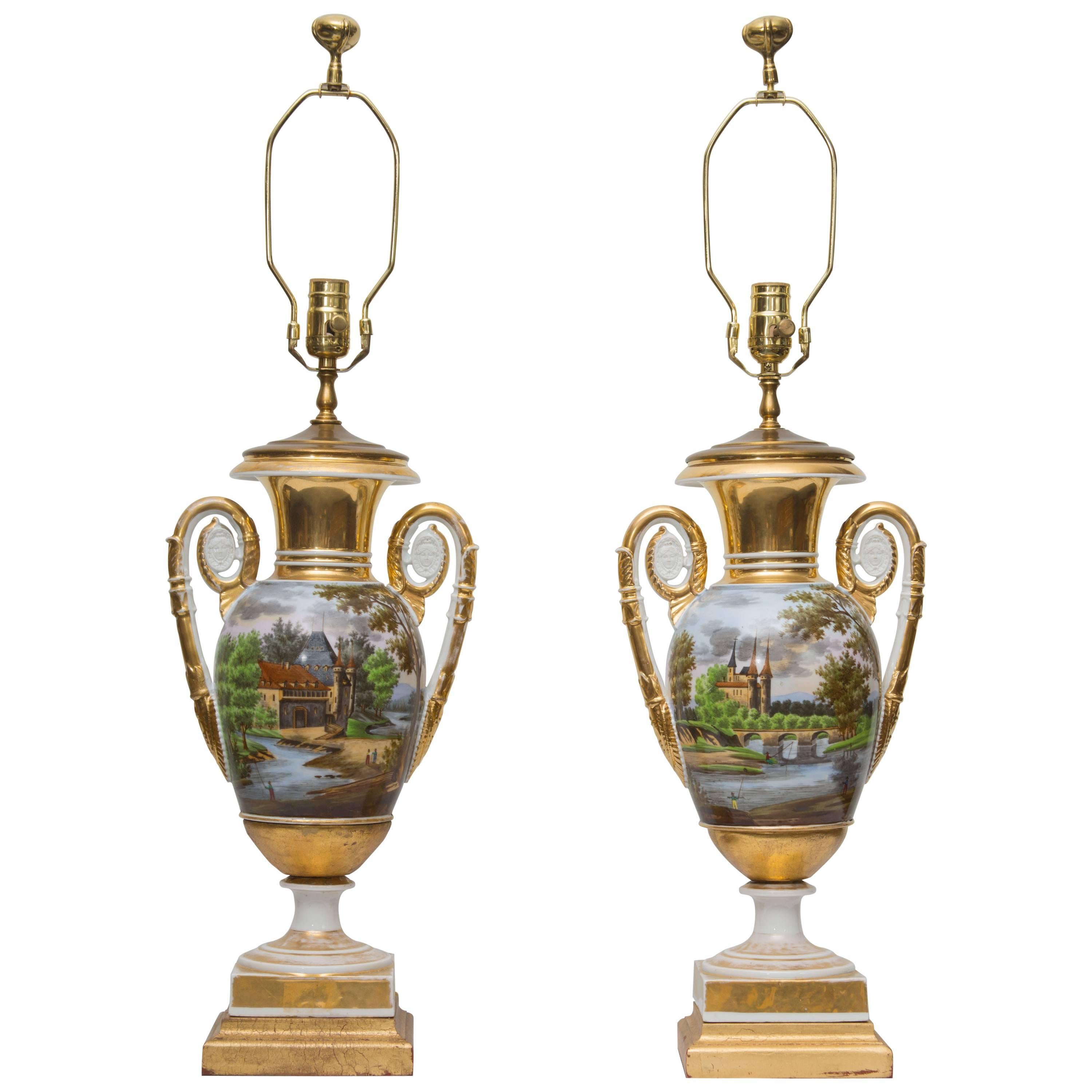 Pair of 19th Century Old Paris Lamps