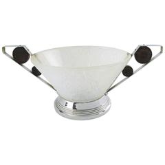 Art Deco Glass Bowl Centerpiece by Crystal Factory Choisy-le-Roi, circa 1930s 10