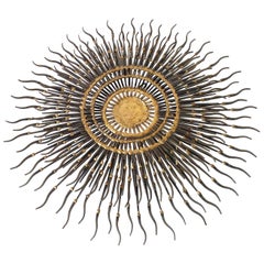 Sunburst Wall Art Made of Cut Nail and Brass Welding by Bela , 1970s