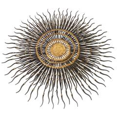Sunburst Wall Art Made of Cut Nail and Brass Welding, 1970s, USA 8