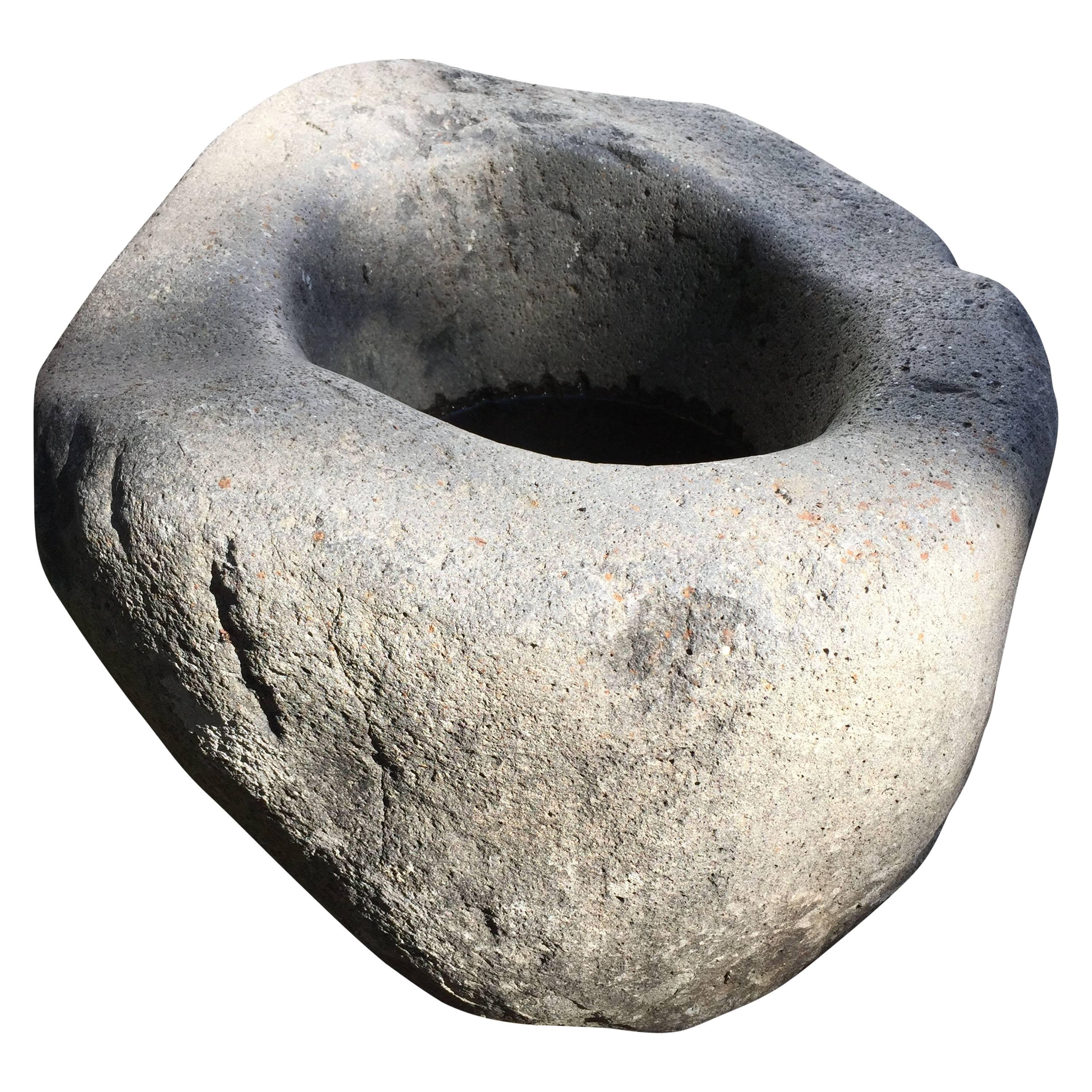 Japan Antique Hand-Carved Boulder Rock Water or Plant Basin One of a Kind