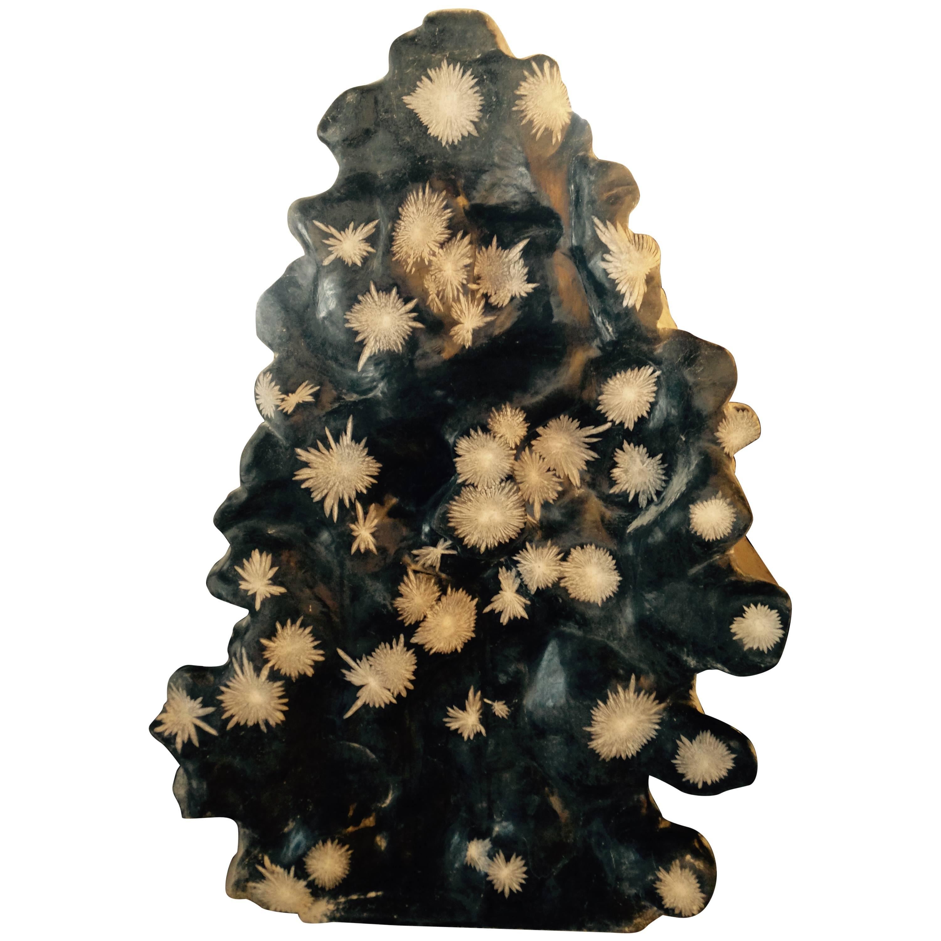 Magnificent Tall Starry Nights Natural Chrysanthemum Stone Sculpture, 63" High  