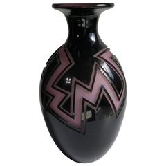 Vase bouteille en verre d'art Correia:: signé:: numéroté:: épreuve d'artiste:: James Caswell