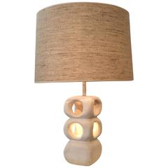 Sculptural Limestone Table Lamp, circa 1970, France