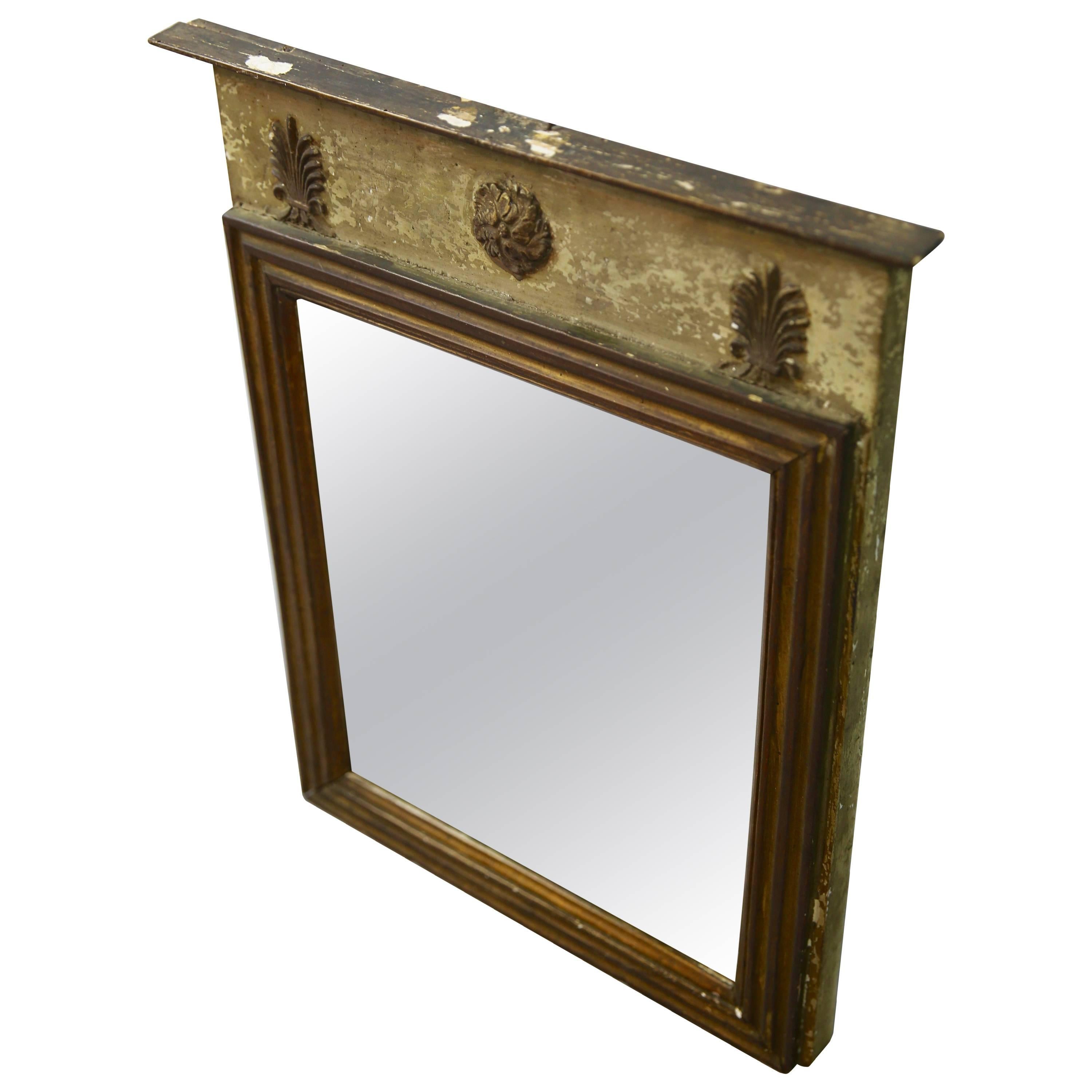 Small French Louis Philippe Trumeau Mirror with Original Paint Traces For Sale