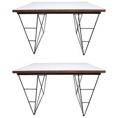 "Campo e Graffi", Pair of stratified and Iron Legs Console Tables, Italy, 1970