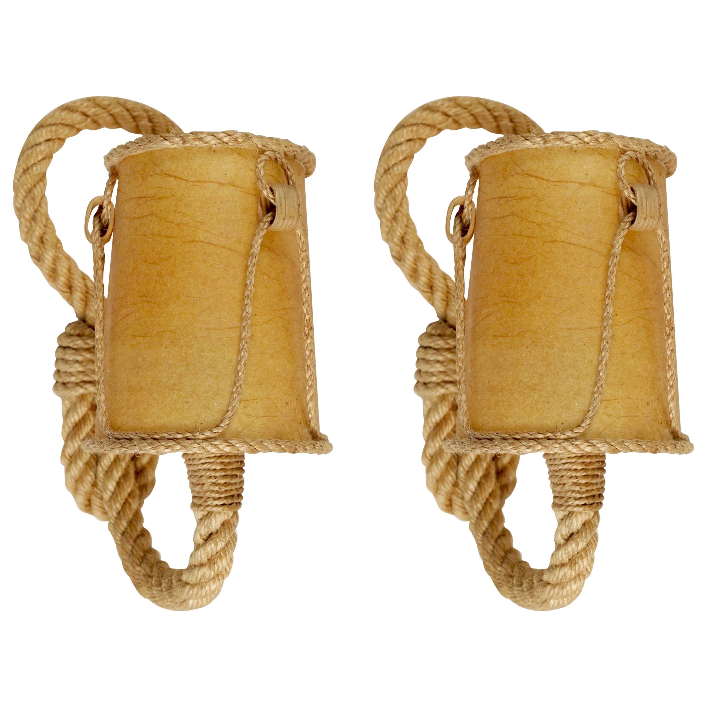 1950s Pair of Audoux and Minet Rope Sconces School of Nice