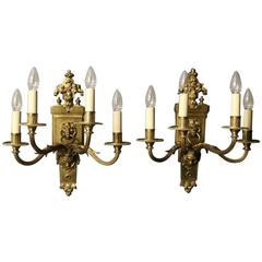 English Pair of Four-Arm Antique Wall Lights