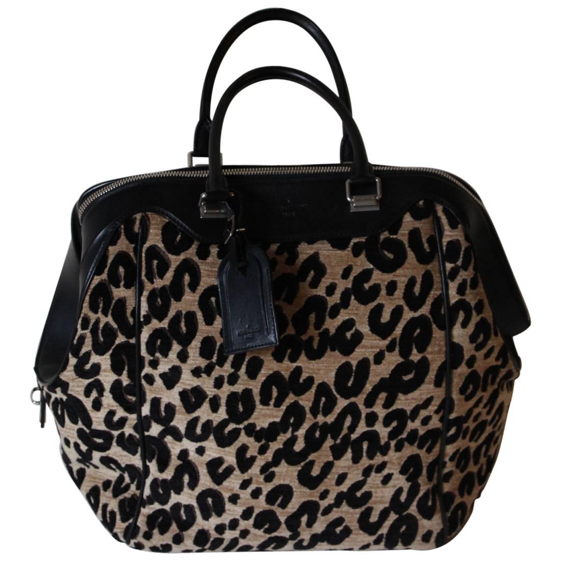 Louis Vuitton Bag Limited Edition "North South" Leopard Canvas And Black Leather