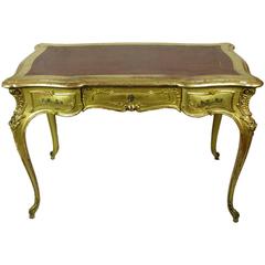 Vintage Mid-20th Century Carved and Giltwood Desk, Italian Louis XV Style Writing Table
