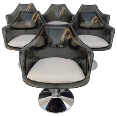 Chromecraft Lucite and Chrome Tulip Bucket Armchairs, Mid Century 1960s