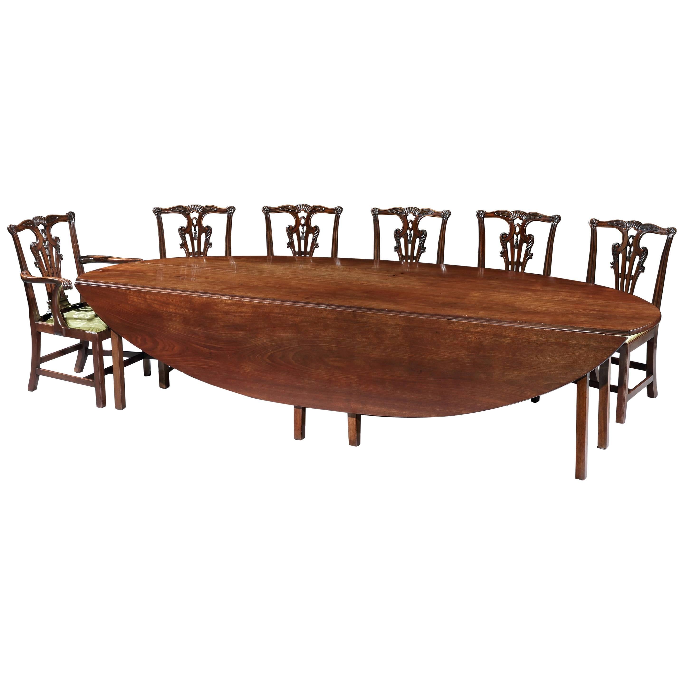 George III Mahogany Drop-Leaf Table of Huge Proportion For Sale