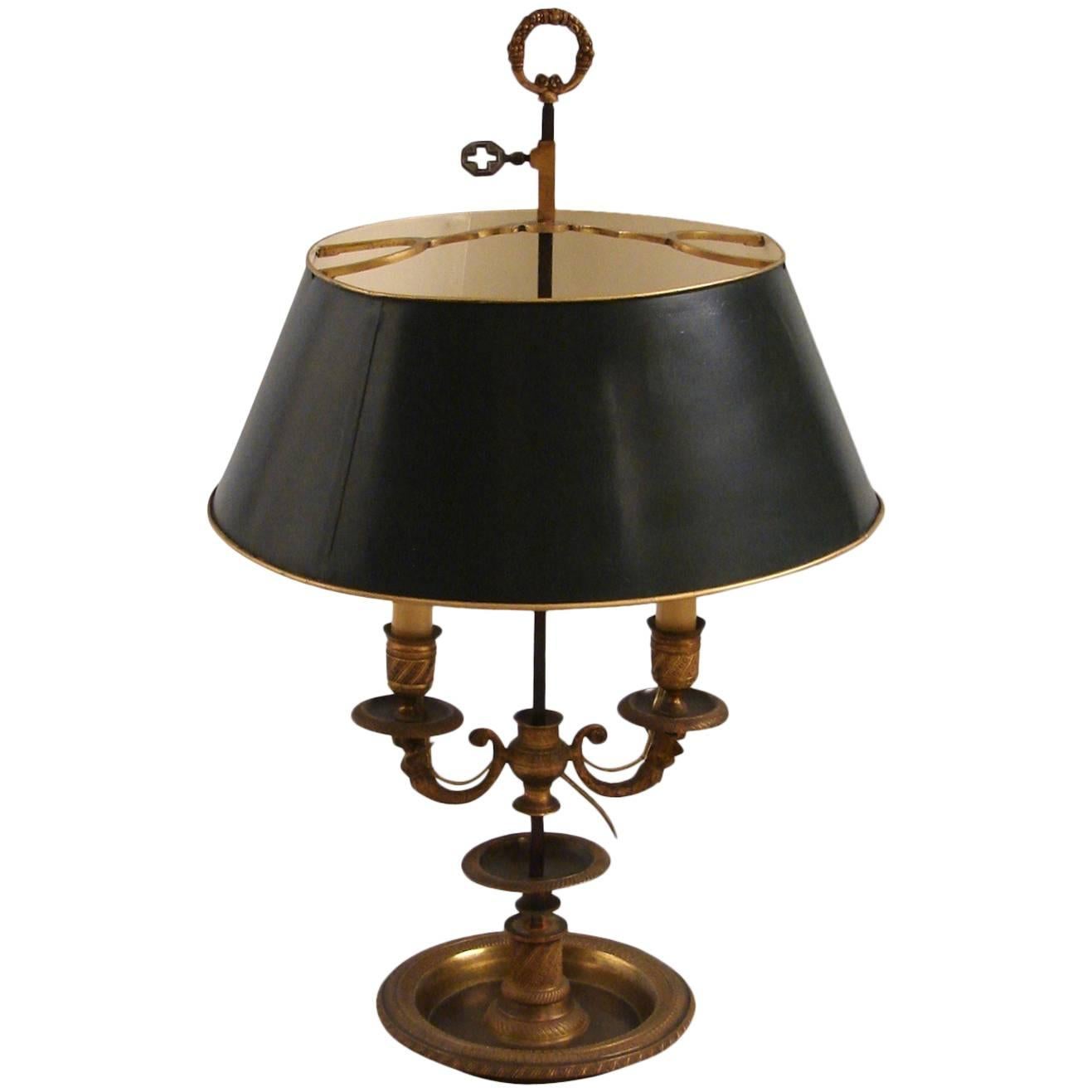 French Gilt-Brass Two-Light Bouillotte Lamp