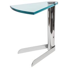 Pace Sculptural Wedge Nickel Silver and Glass Side or Drink Table