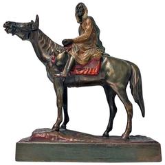 Austrian Cold Painted Bronze of an Arab Huntsman on Horse, circa 1900