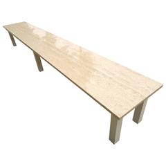 Long Travertine Top Table or Bench