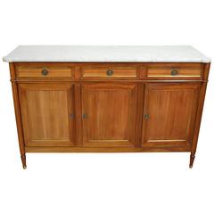 Louis XVI Style Mahogany Buffet with Carrara Marble-Top
